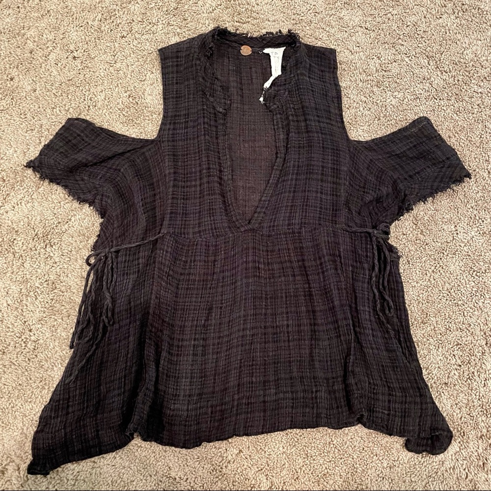 Free People Black Linen Shirt